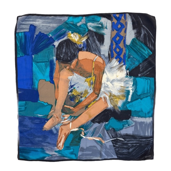 Pinto Silk Scarf 🇮🇹 – “Ballerina in Blue” Art Print – Made in Italy - Picture 2 of 9